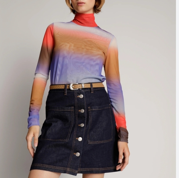 High neck mesh colorful top - Picture 2 of 6